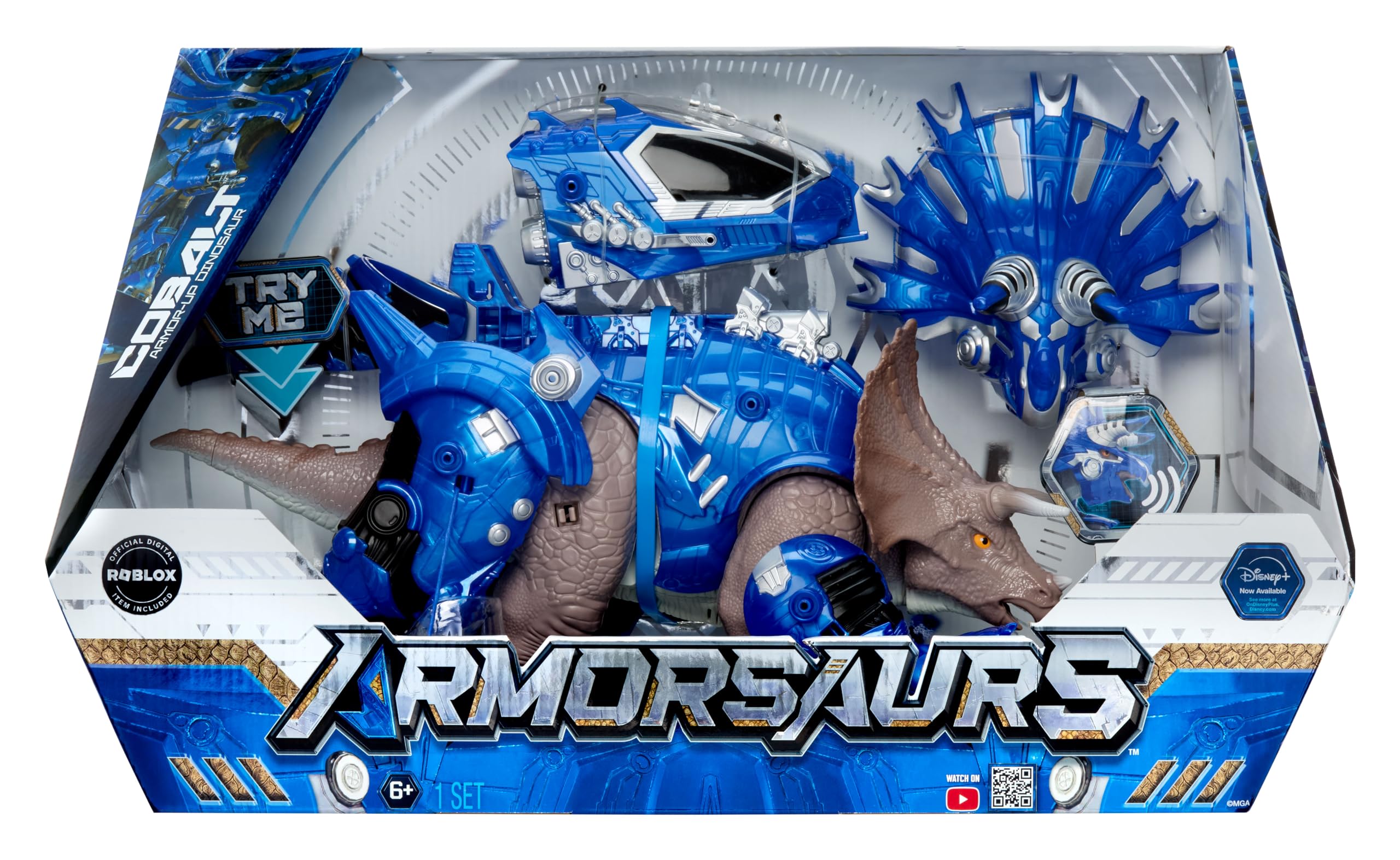 Armorsaurs Armor-Up Triceratops Dinosaur Cobalt Toy Figure with 7 Removable Armor Pieces, Tail-Triggered Chomp, Pilot Pod Compatible, 8.9" H x14.7 L, Kids, Boys, Girls, Ages 6+ - Image 14