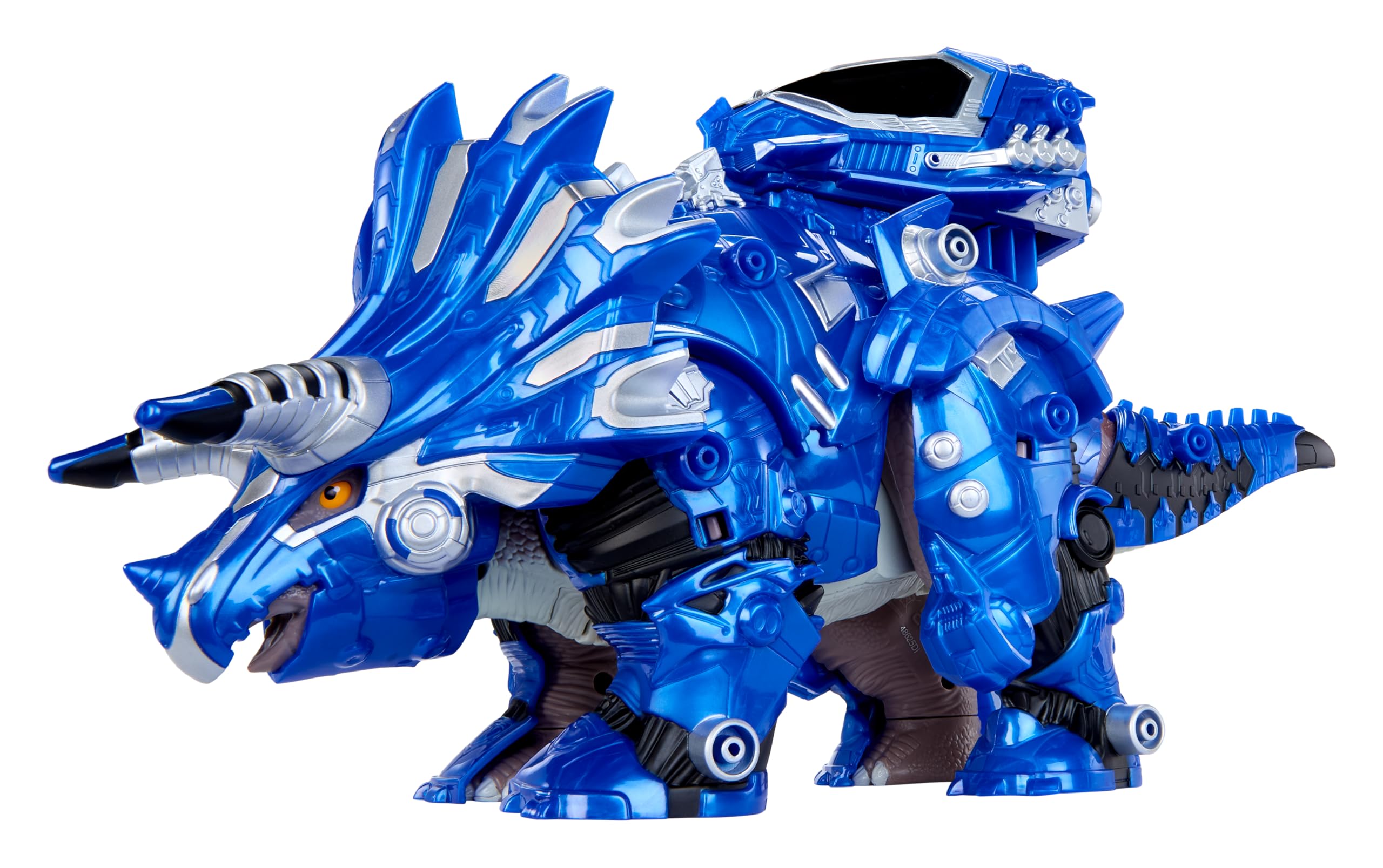 Armorsaurs Armor-Up Triceratops Dinosaur Cobalt Toy Figure with 7 Removable Armor Pieces, Tail-Triggered Chomp, Pilot Pod Compatible, 8.9" H x14.7 L, Kids, Boys, Girls, Ages 6+ - Image 7