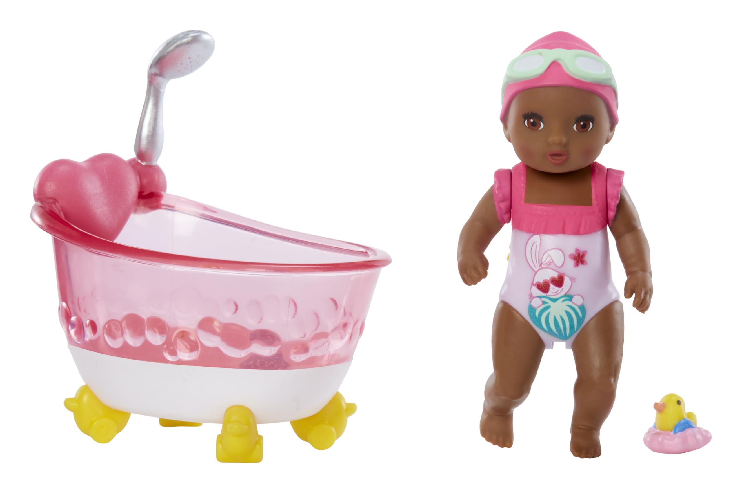 Baby Born MINIS Playset - Deep Skin Tone Doll with Brown Eyes, Bathtub & Rubber Duck Accessory, Includes Reusable Carrying Case for On-The-Go Playtime - Image 3