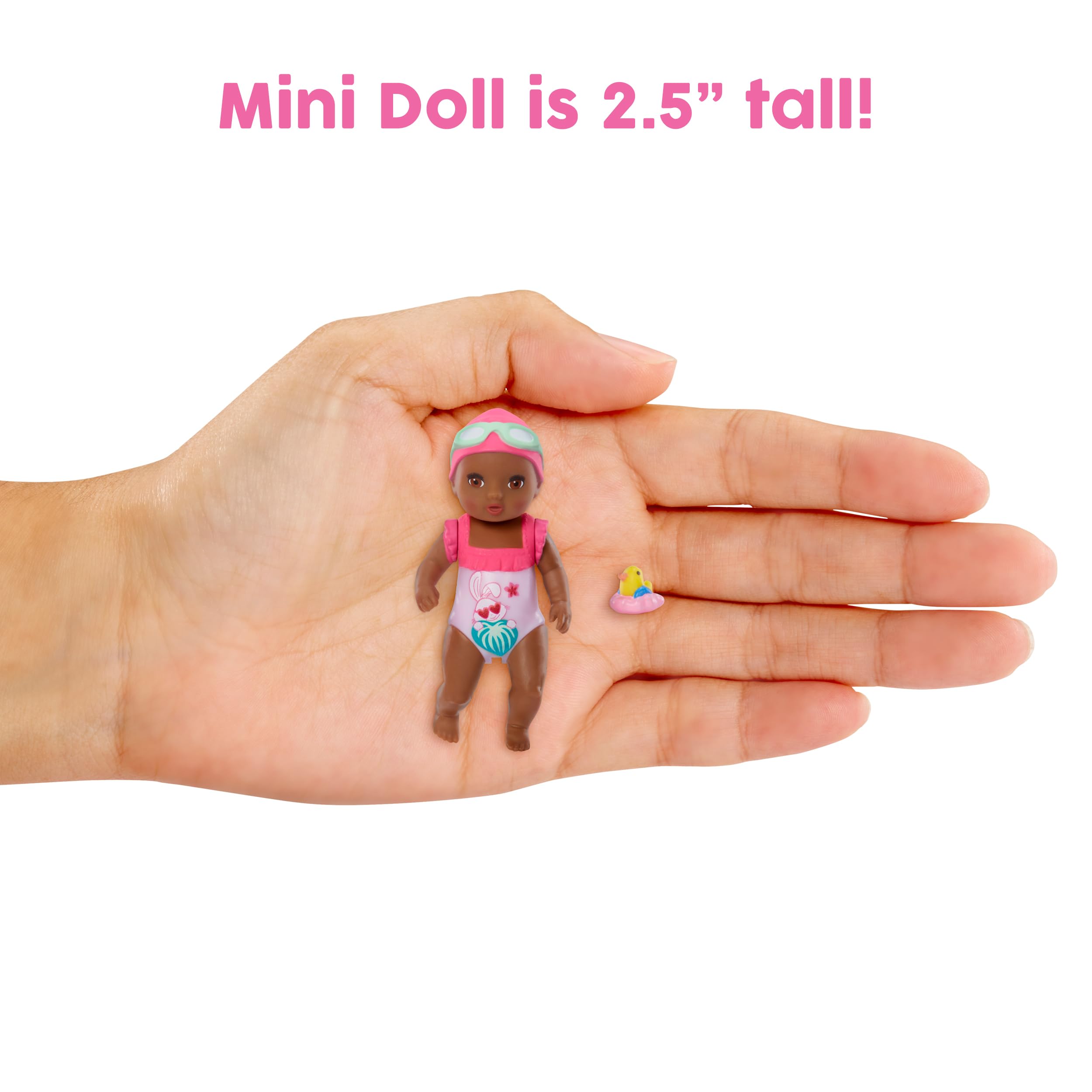 Baby Born MINIS Playset - Deep Skin Tone Doll with Brown Eyes, Bathtub & Rubber Duck Accessory, Includes Reusable Carrying Case for On-The-Go Playtime - Image 4