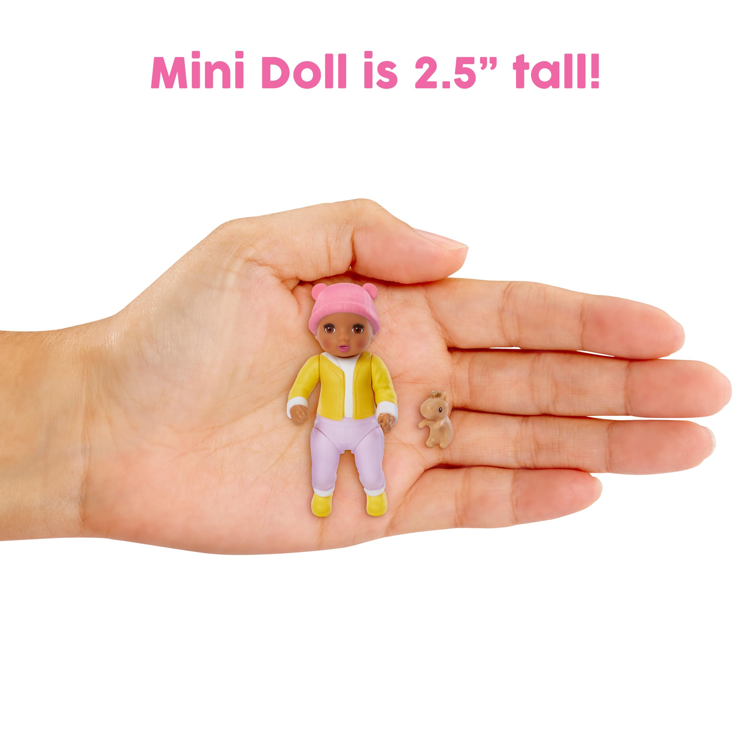 Baby Born MINIS Playset - Medium Tan Skin Tone Doll with Brown Eyes, Stroller & Animal Friend Accessory, Includes Reusable Carrying Case for On-The-Go Playtime - Image 4