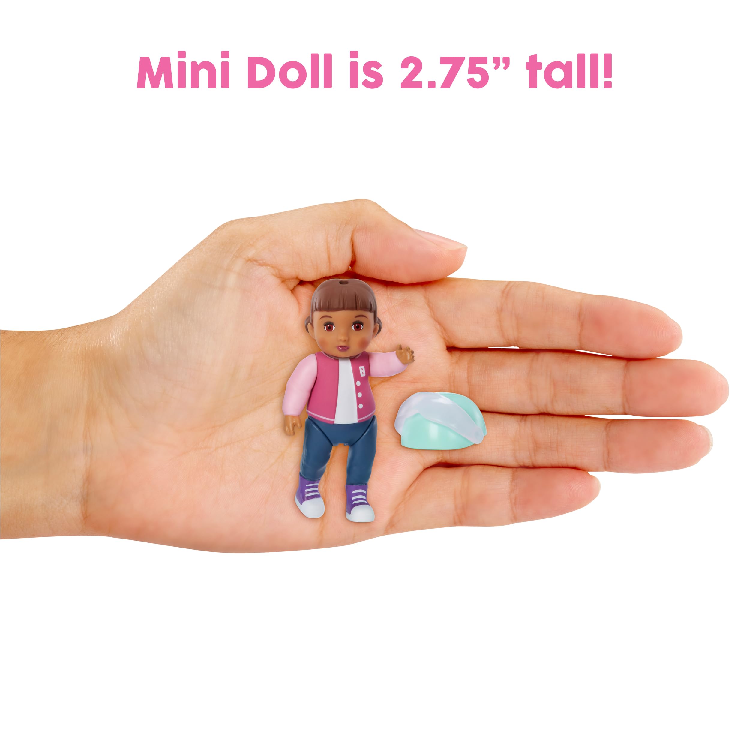 Baby Born MINIS Playset - Medium Tan Skin Tone Doll with Brown Eyes, Scooter & Helmet Accessory, Includes Reusable Carrying Case for On-The-Go Playtime - Image 4