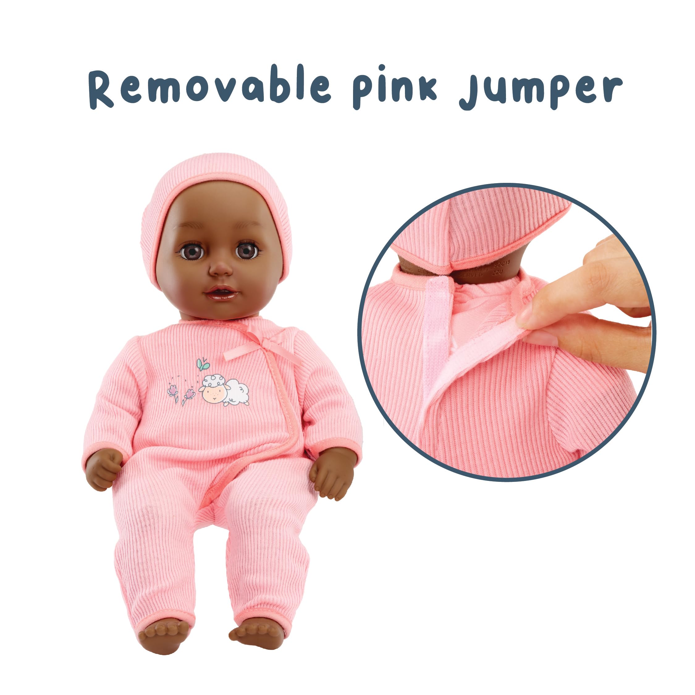 Baby Born My First Baby Harper - Dark Brown Eyes: Realistic Soft-Bodied Doll for Kids Ages 1 & Up, Eyes Open & Close, Doll with Bottle, 14 inch - Image 5