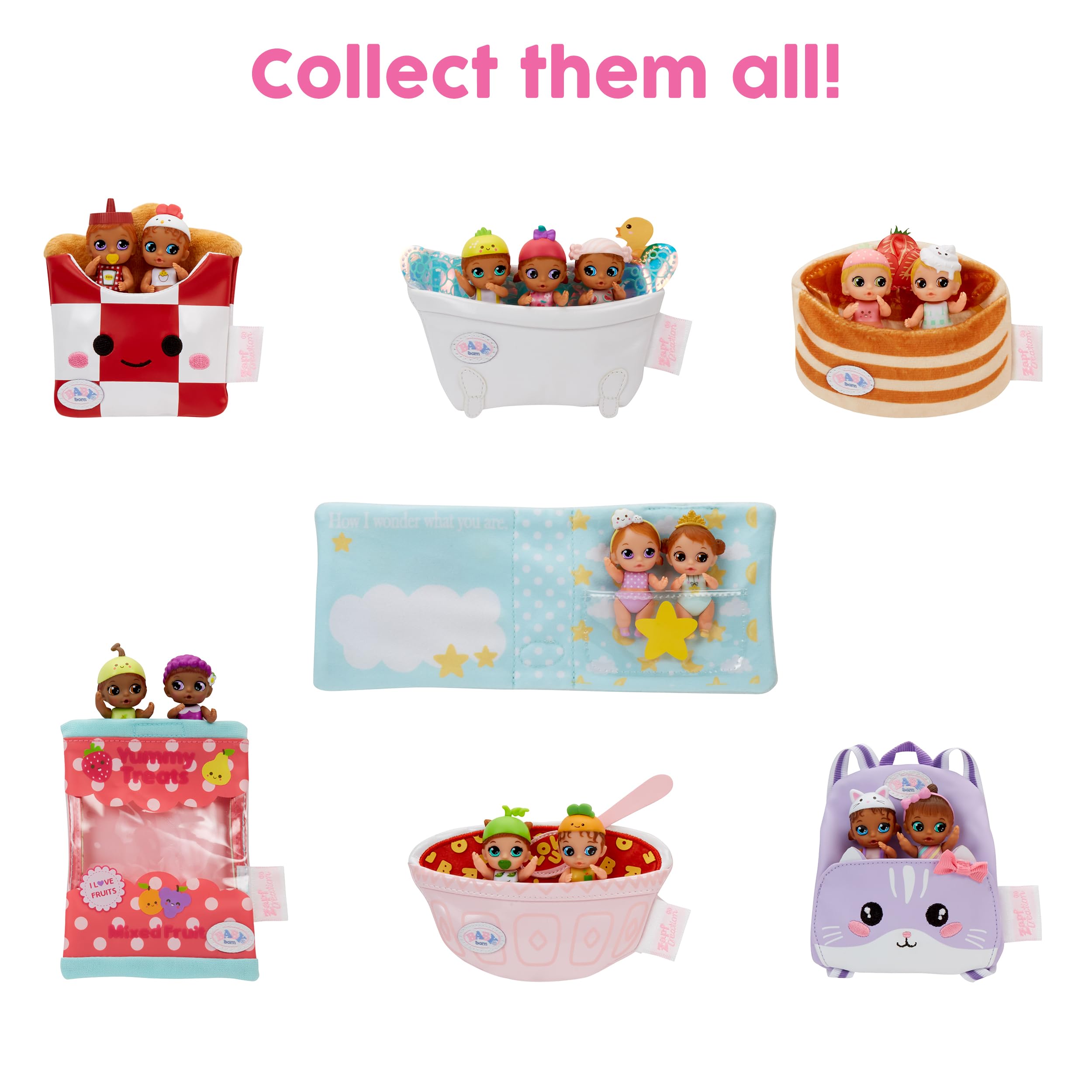 Baby Born Surprise Mini Babies Series 9 - Unwrap Surprise Twins or Triplets, Food & Activity-Themed Collectible Baby Dolls, Includes Soft Swaddle, Ducky Pull Toy, for Kids Ages 4 & Up - Image 5