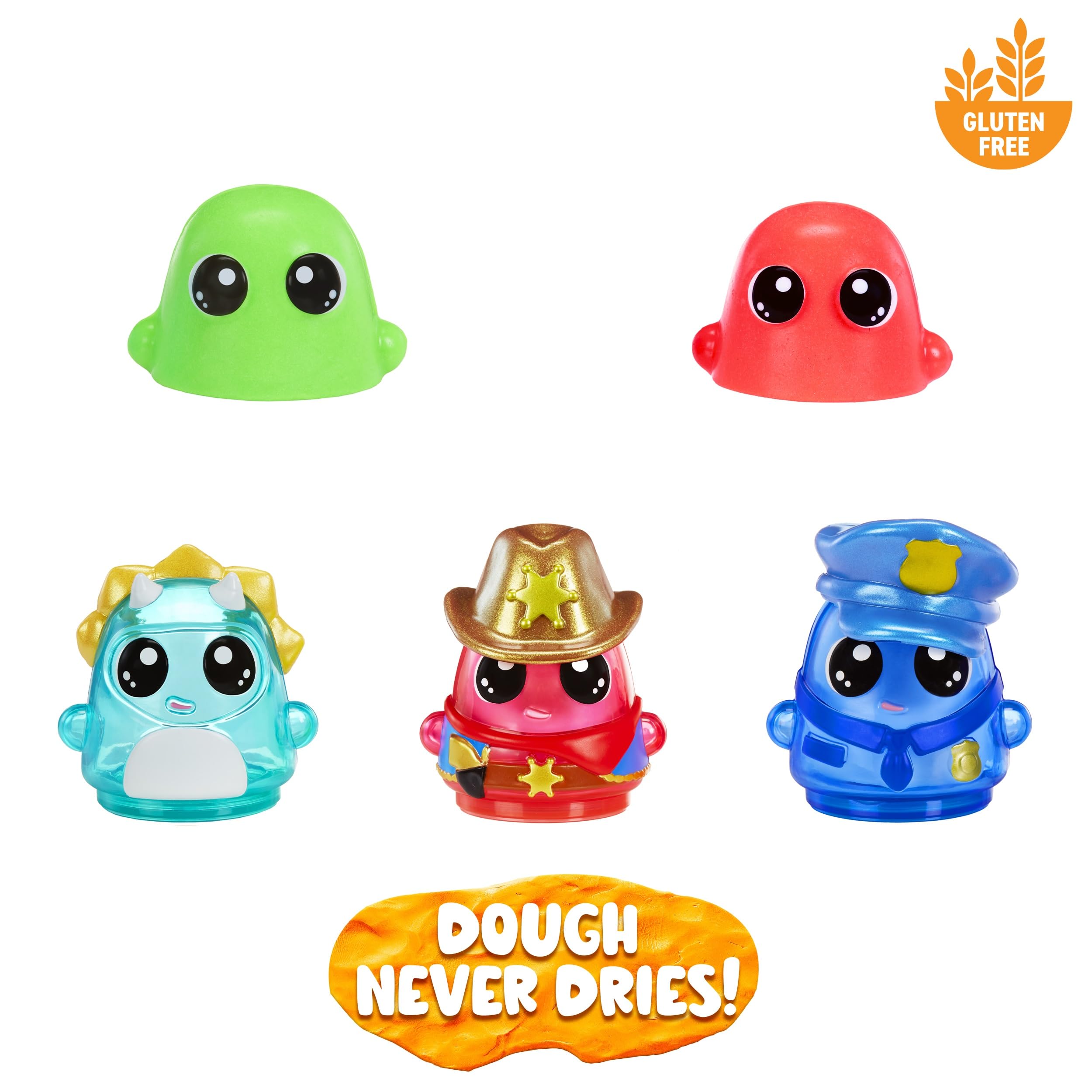 DohKins 3 Pack Characters, Dino, Cowboy, Police Officer - Dough Never Dries, Ages 2+ - Image 8