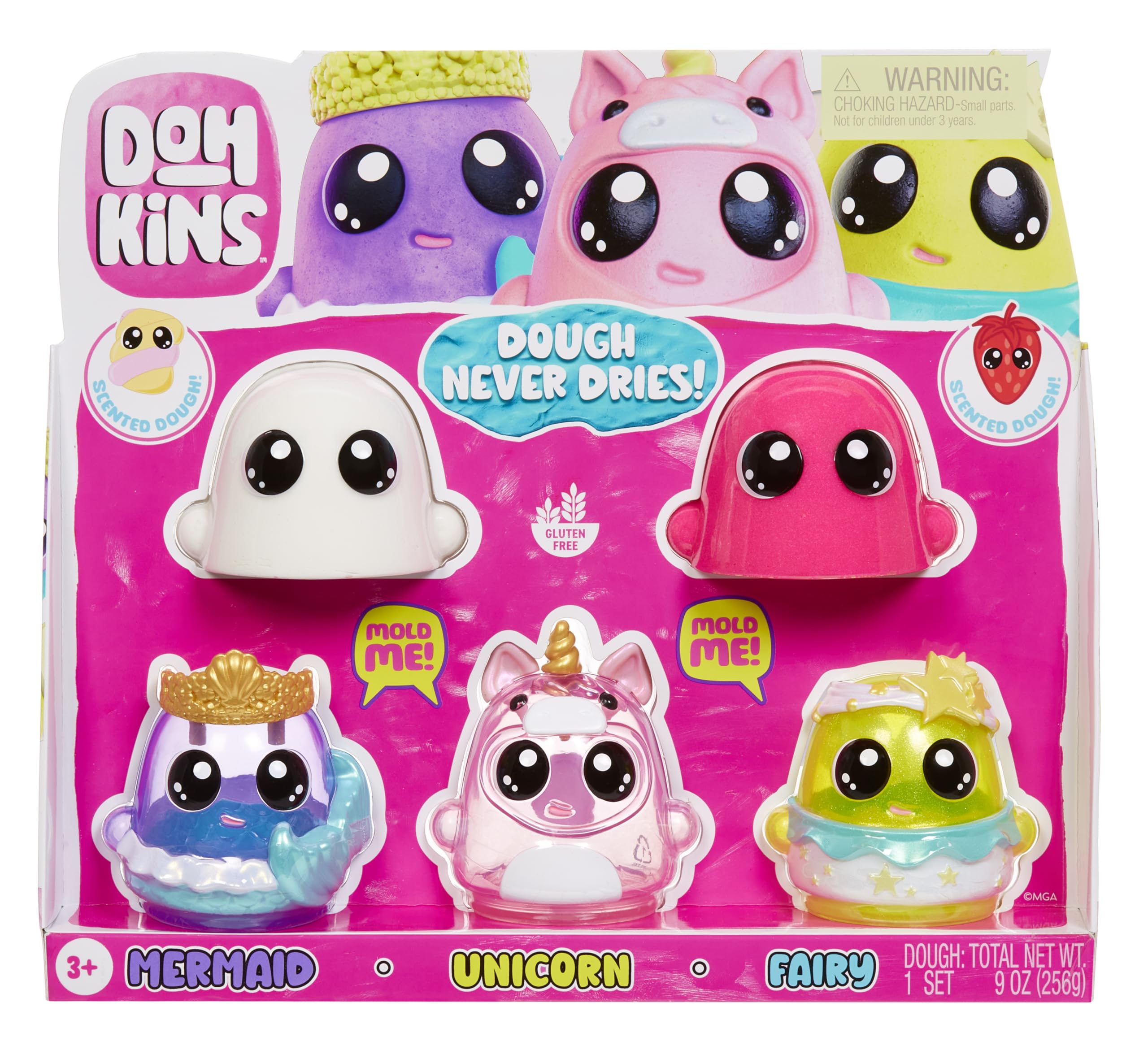 DohKins Fantasy Pack Characters, Mermaid, Unicorn, Fairy - Dough Never Dries, Ages 2+ - Image 6