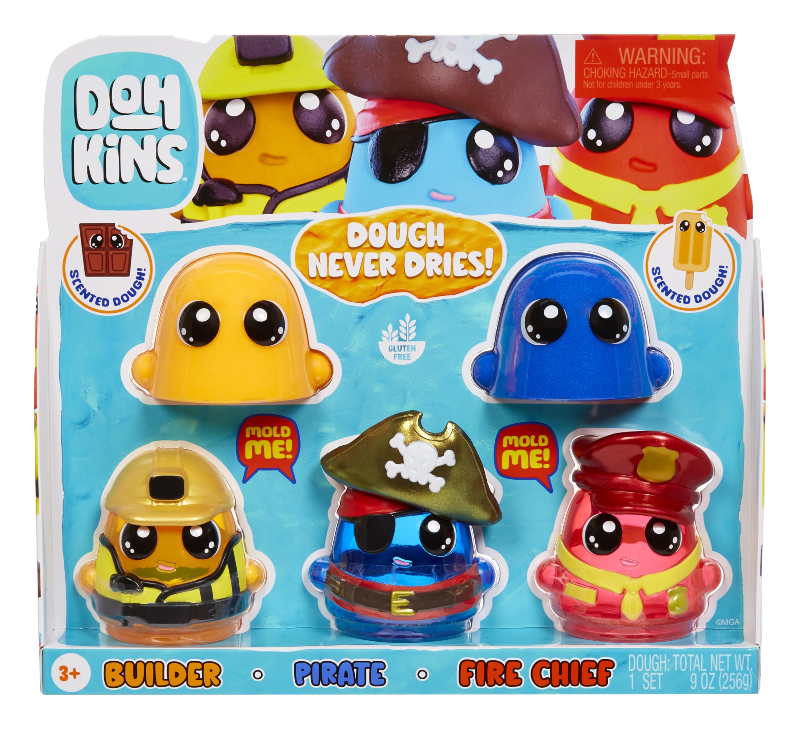 DohKins Hero Pack Characters, Builder, Pirate, Fire Chief - Dough Never Dries, Ages 2+ - Image 6