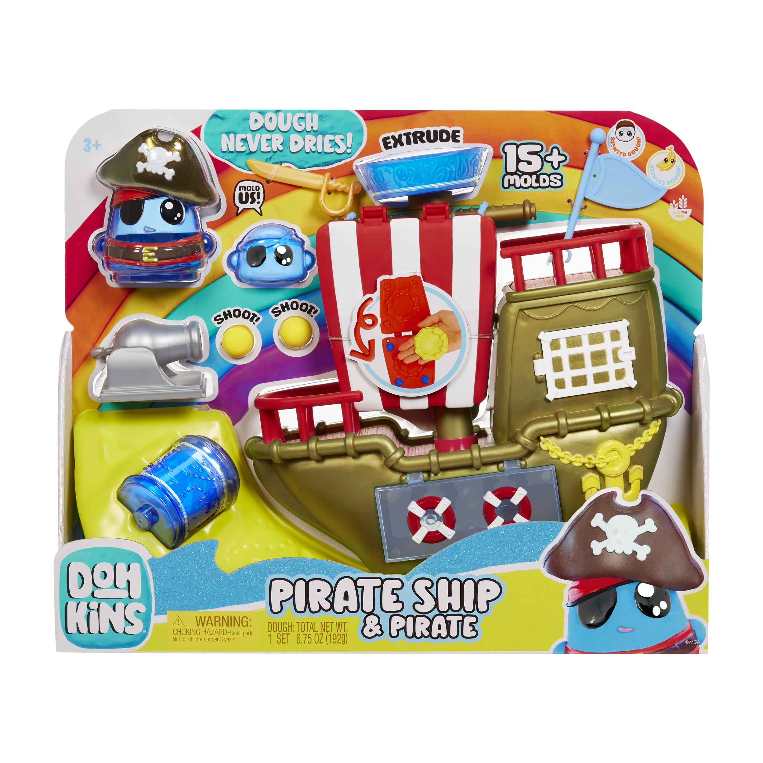 DohKins Pirate Ship Playset & Pirate - Dough Never Dries - Image 6