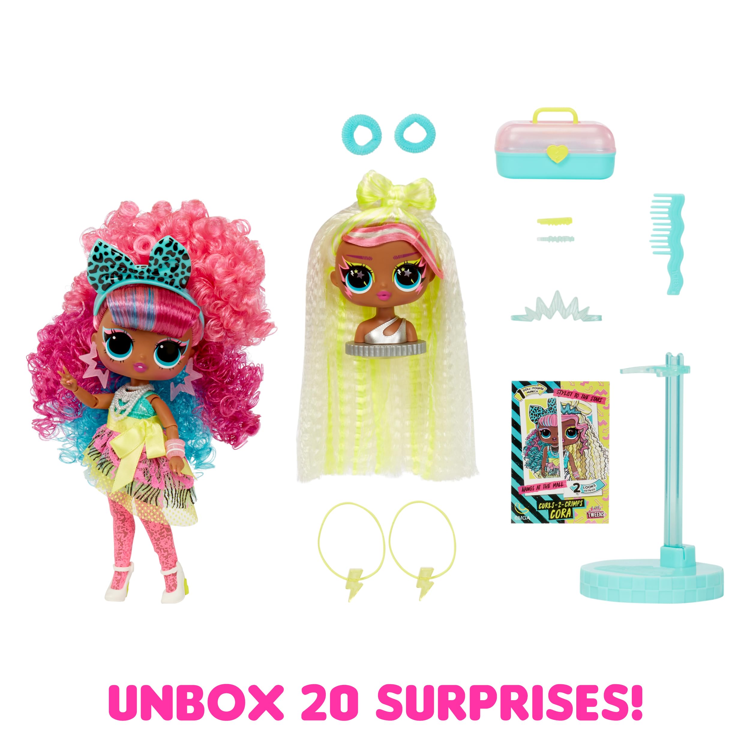 L.O.L. Surprise! Tweens Surprise Swap Curls-2-Crimps Cora Fashion Doll with 20+ Surprises Including Styling Head and Fabulous Fashions and Accessories – Great Gift for Kids Ages 4+ - Image 3