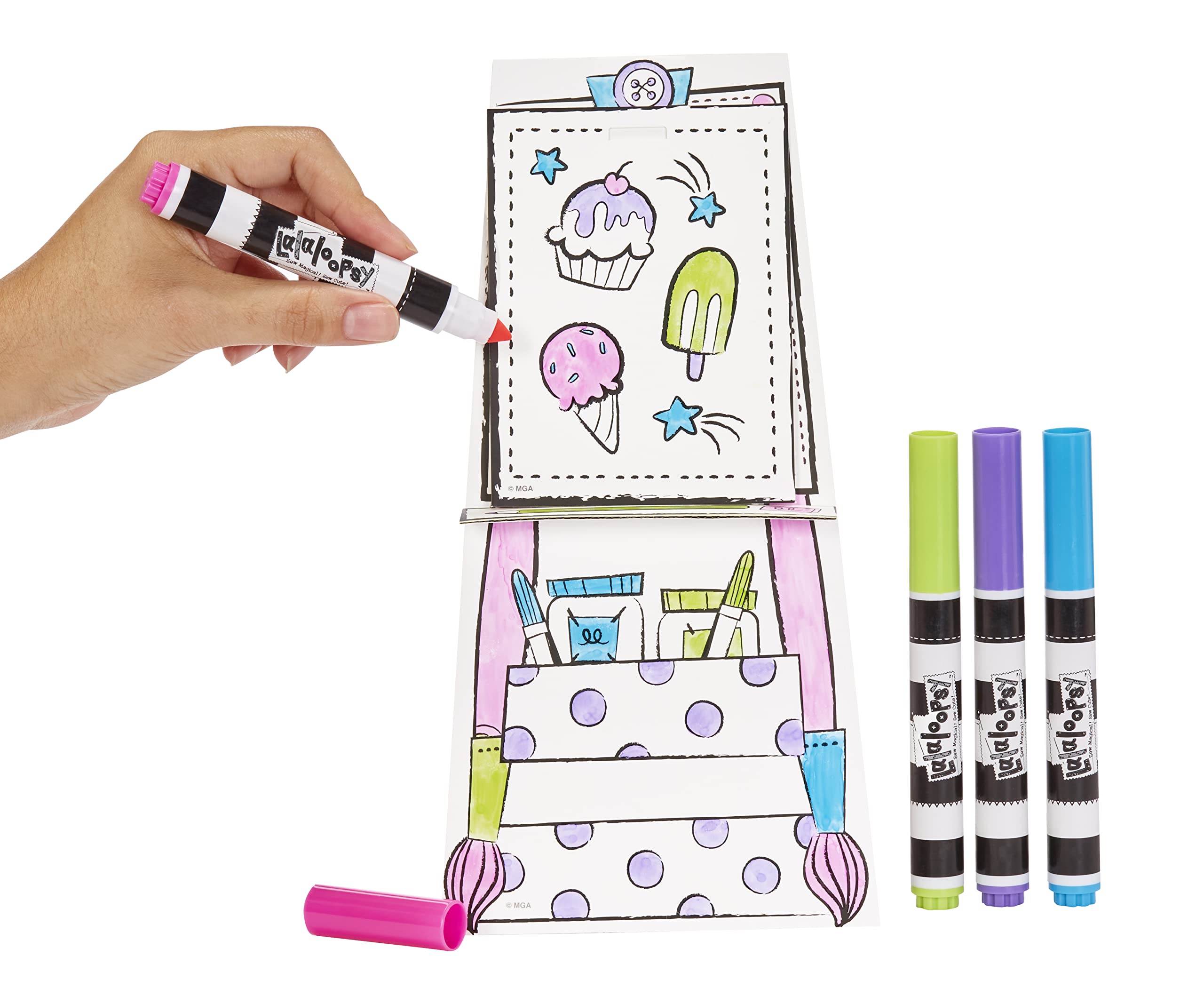 Lalaloopsy™ Color Me™ Doll - Penny Dots 'N' Blots™, 13" Artist Soft Doll + Pet Cheetah, Washable Markers, Removable Fashions, Reusable Playset, Easel & Canvases - Draw, Color, Wash & Repeat - Image 5