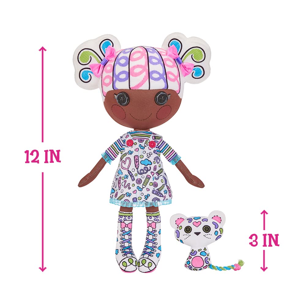 Lalaloopsy™ Color Me™ Doll - Penny Dots 'N' Blots™, 13" Artist Soft Doll + Pet Cheetah, Washable Markers, Removable Fashions, Reusable Playset, Easel & Canvases - Draw, Color, Wash & Repeat - Image 7