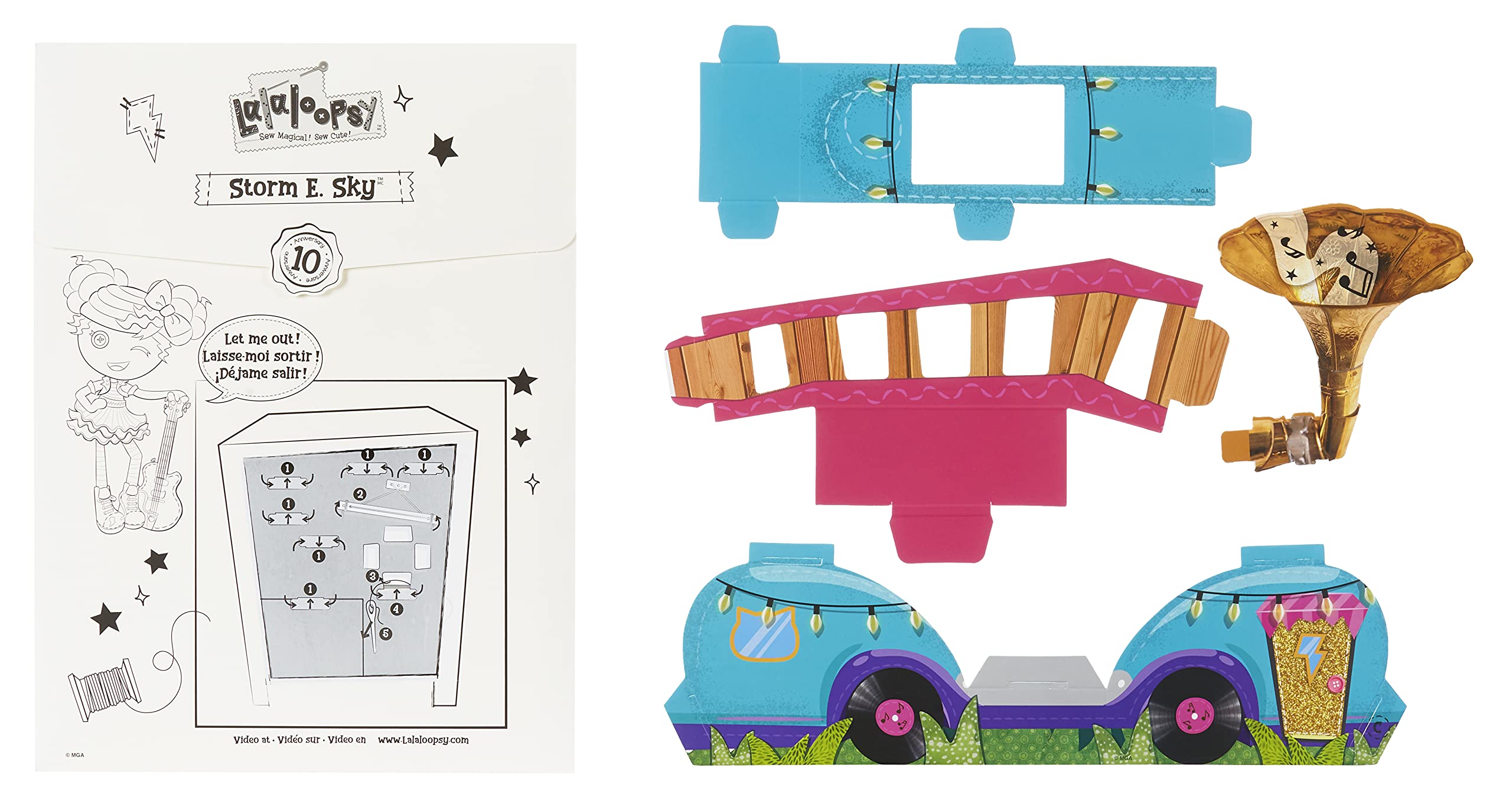 Lalaloopsy Doll- Storm E. Sky and Cool Cat, 13" Rocker Musician Doll with Purple Hair, Pink/Black Outfit & Accessories, Reusable House Playset- Gifts for Kids, Toys for Girls Ages 3 4 5+ to 103 Years - Image 4