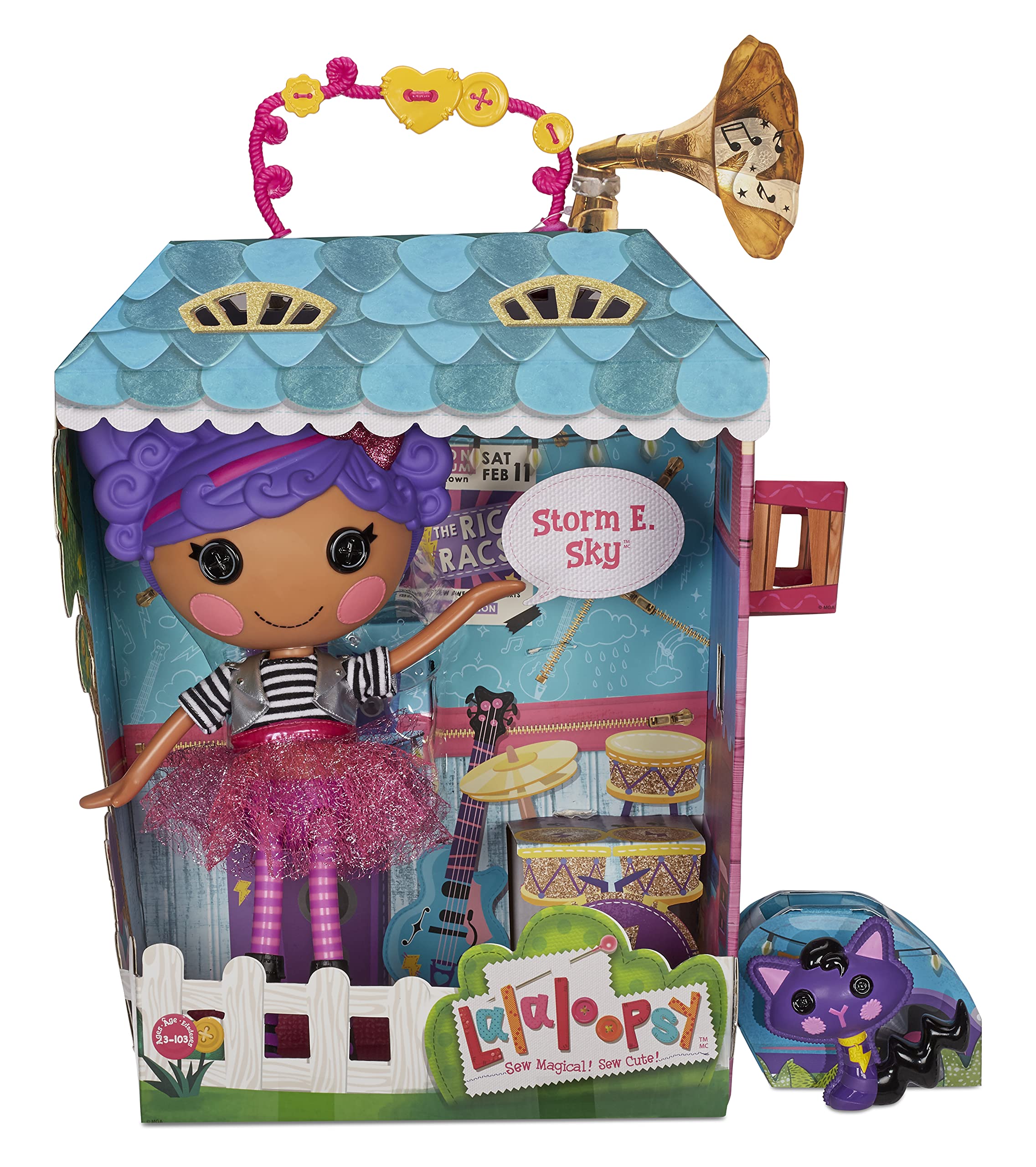 Lalaloopsy Doll- Storm E. Sky and Cool Cat, 13" Rocker Musician Doll with Purple Hair, Pink/Black Outfit & Accessories, Reusable House Playset- Gifts for Kids, Toys for Girls Ages 3 4 5+ to 103 Years - Image 5
