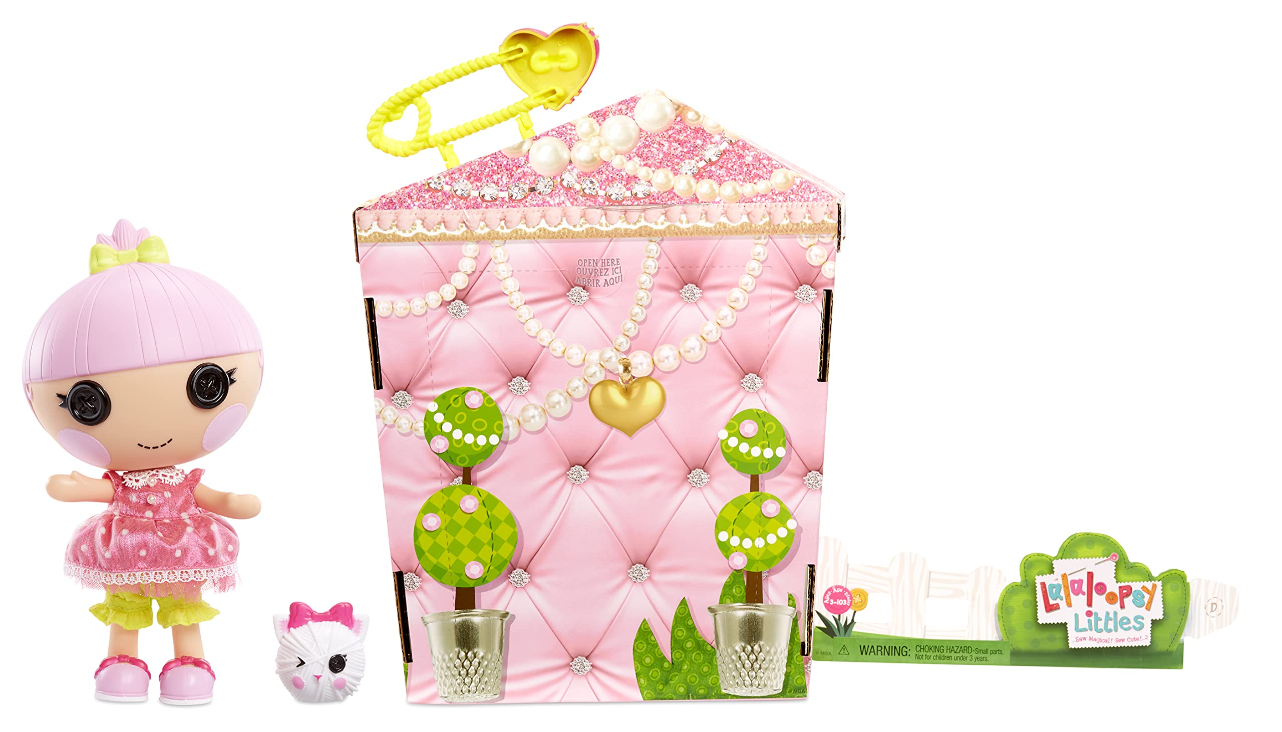 Lalaloopsy Littles Doll- Trinket Sparkles and Pet Yarn Ball Kitten, 7" Princess Doll with Pink Outfit & Accessories, Reusable House Playset- Gifts for Kids, Toys for Girls Ages 3 4 5+ to 103 Years Old - Image 3