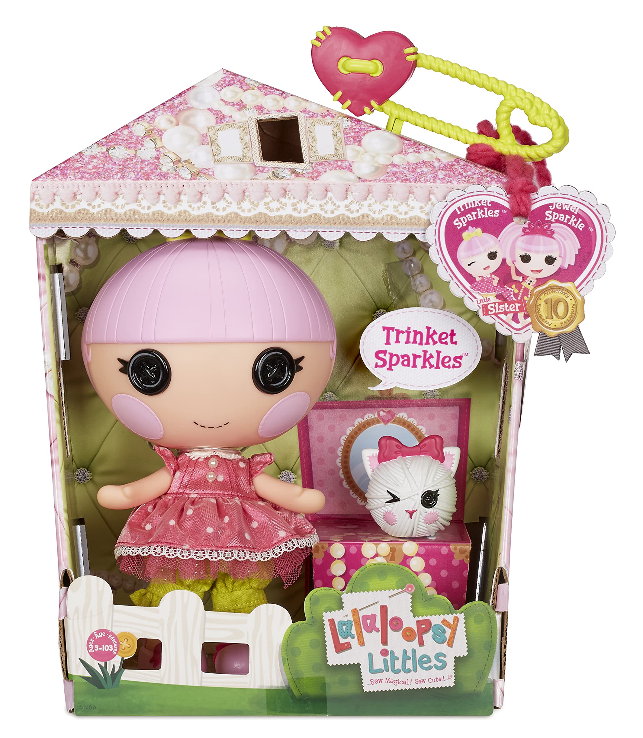 Lalaloopsy Littles Doll- Trinket Sparkles and Pet Yarn Ball Kitten, 7" Princess Doll with Pink Outfit & Accessories, Reusable House Playset- Gifts for Kids, Toys for Girls Ages 3 4 5+ to 103 Years Old - Image 5