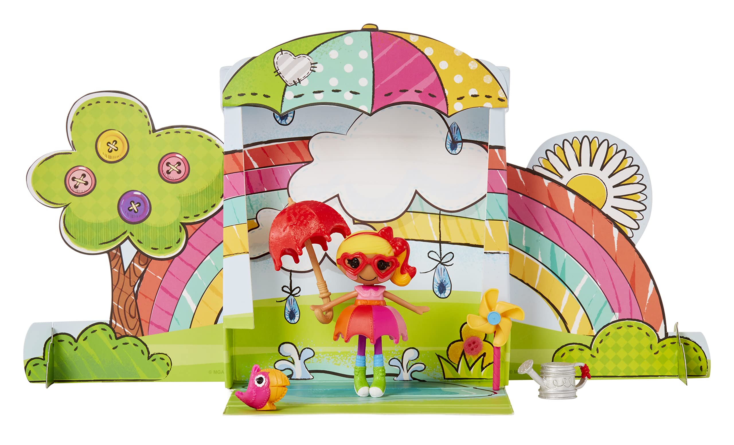 Lalaloopsy Mini Doll - April Sunsplash with Mini Pet Toucan, 3" Colorful Doll with Umbrella, Watering can & More Accessories in Reusable Package playset, for Ages 3-103,Multicolor,579083 - Image 3