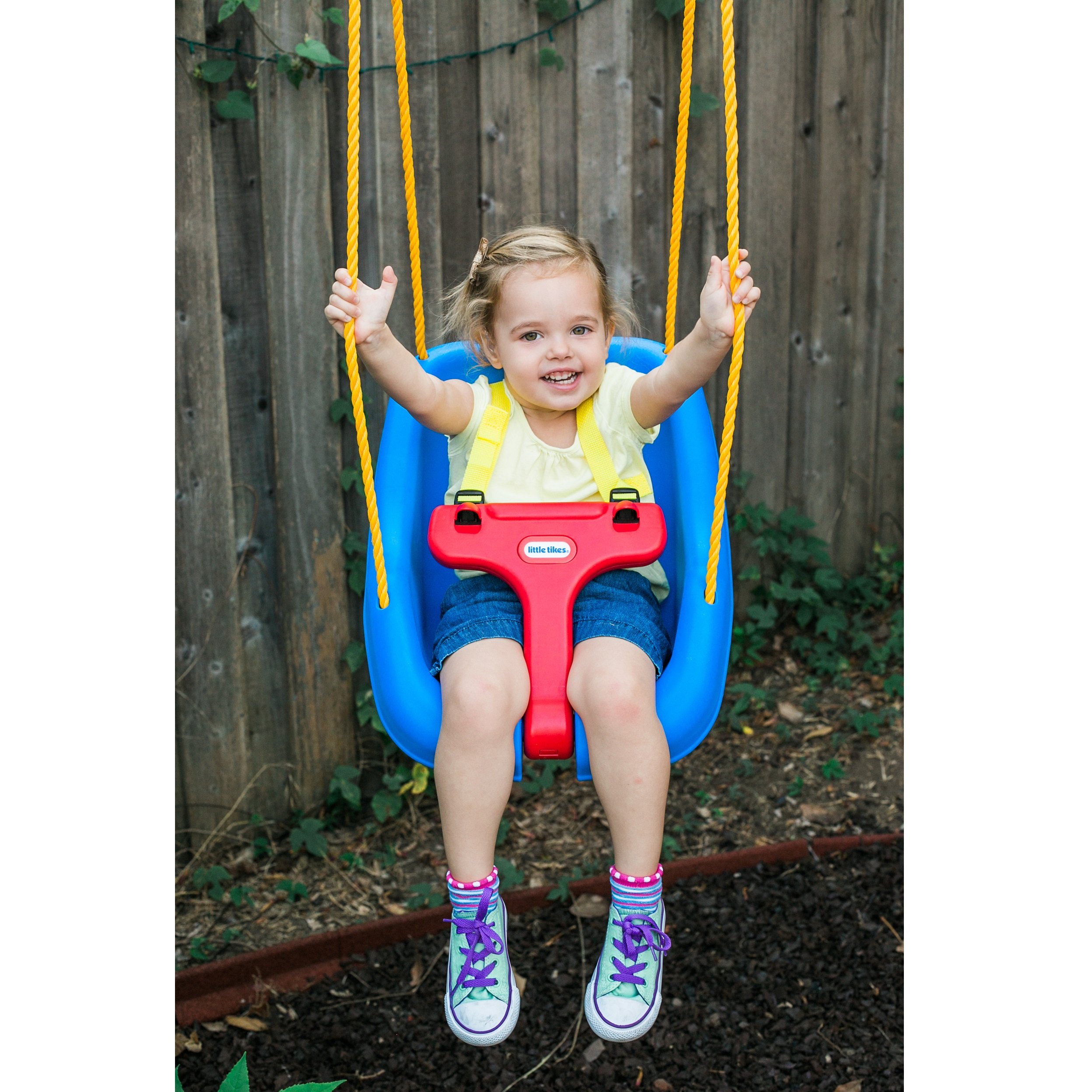 Little Tikes Snug 'n Secure Blue Swing with Adjustable Straps, 2-in-1 for Baby and Toddlers Ages 9 Months - 4 Years - Image 3