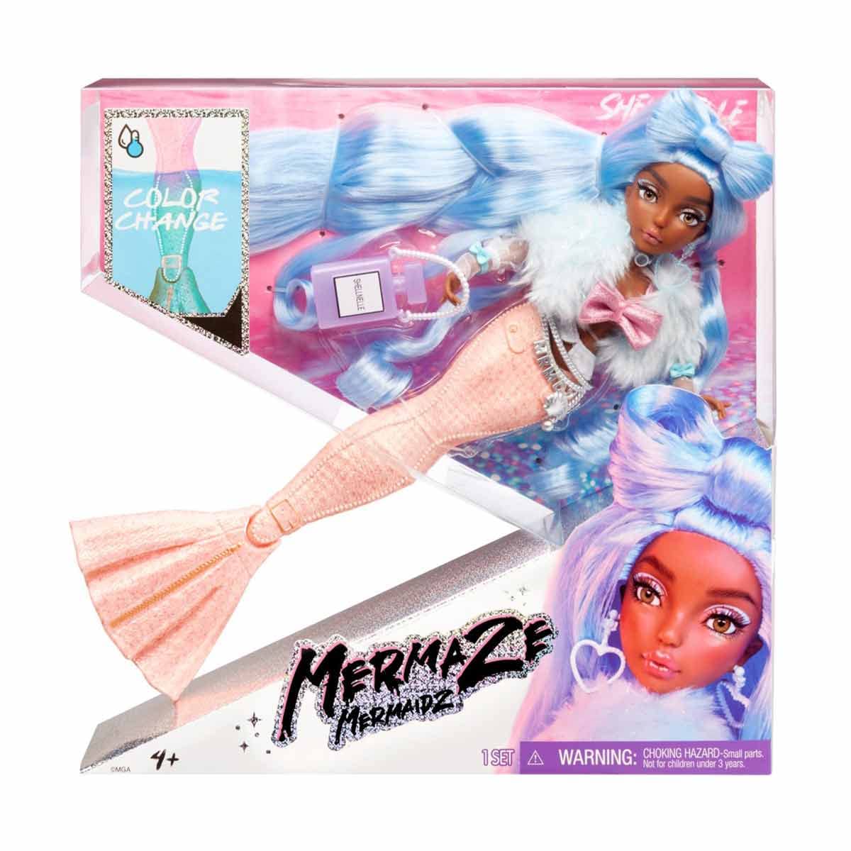 MERMAZE MERMAIDZ Color Change Shellnelle Mermaid Fashion Doll with Designer Outfit & Accessories, Stylish Hair & Sculpted Tail, Poseable, Multicolor, 580829 - Image 3