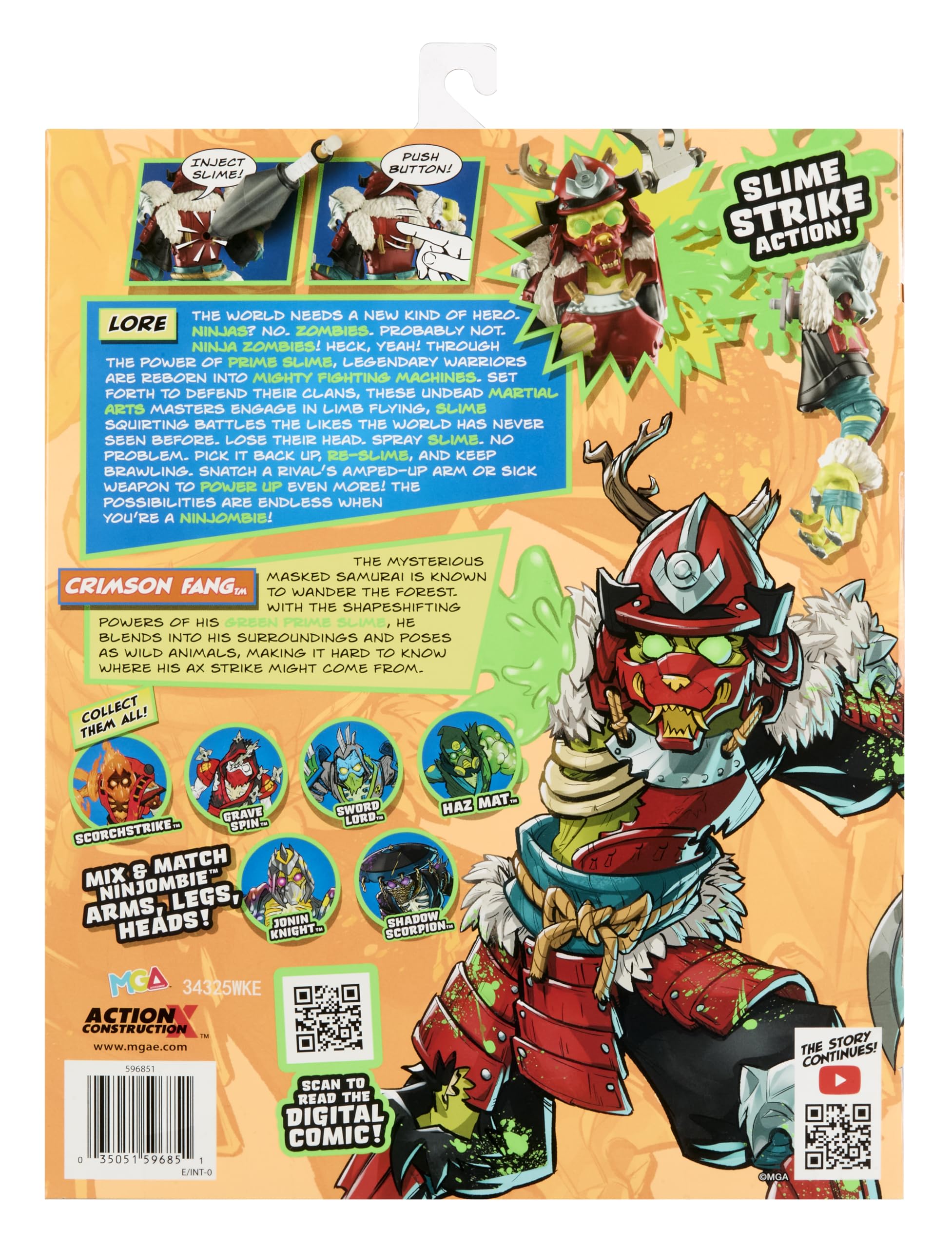 MGA Entertainment Ninjombie Action Figure - Crimson Fang, Boys Action Ninja Zombie Slime Monster Action Figure, Ages 6+ - Image 8