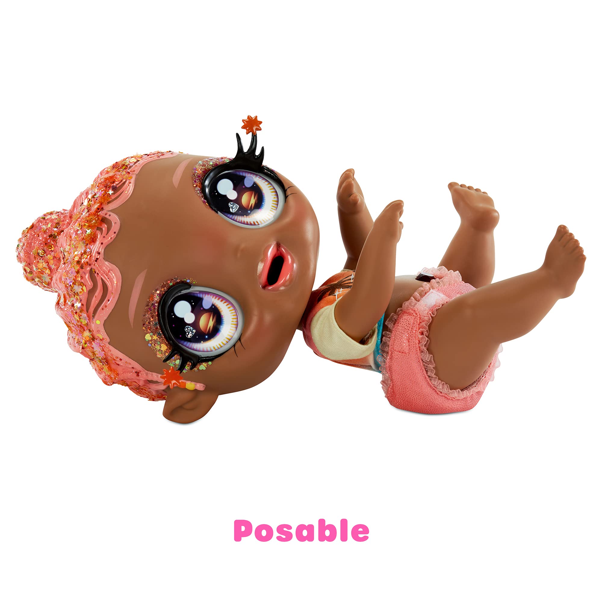 MGA's Glitter Baby Doll with Color Changes, Pink Hair, Sunset Outfit, Bottle - Gift for Kids Ages 3-5+ - Image 6