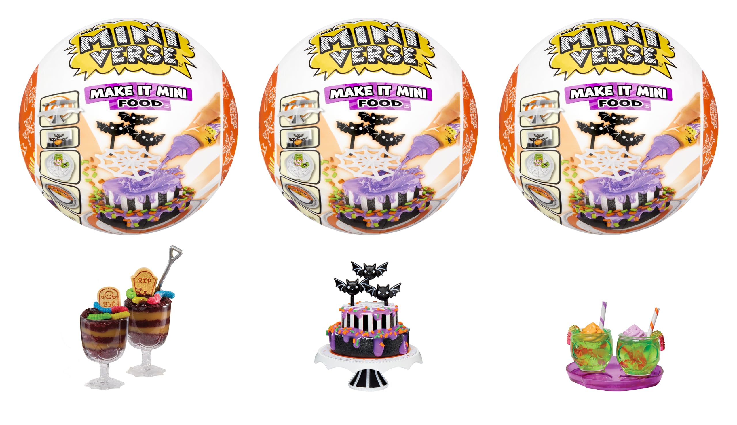 MGA's Miniverse Make It Mini Food Spooky Treats Series 2 Mini Collectibles 3 Pack - Seasonal, Blind Packaging, DIY, Resin, Replica Food, NOT Edible, Collectors, 8+ - Image 6