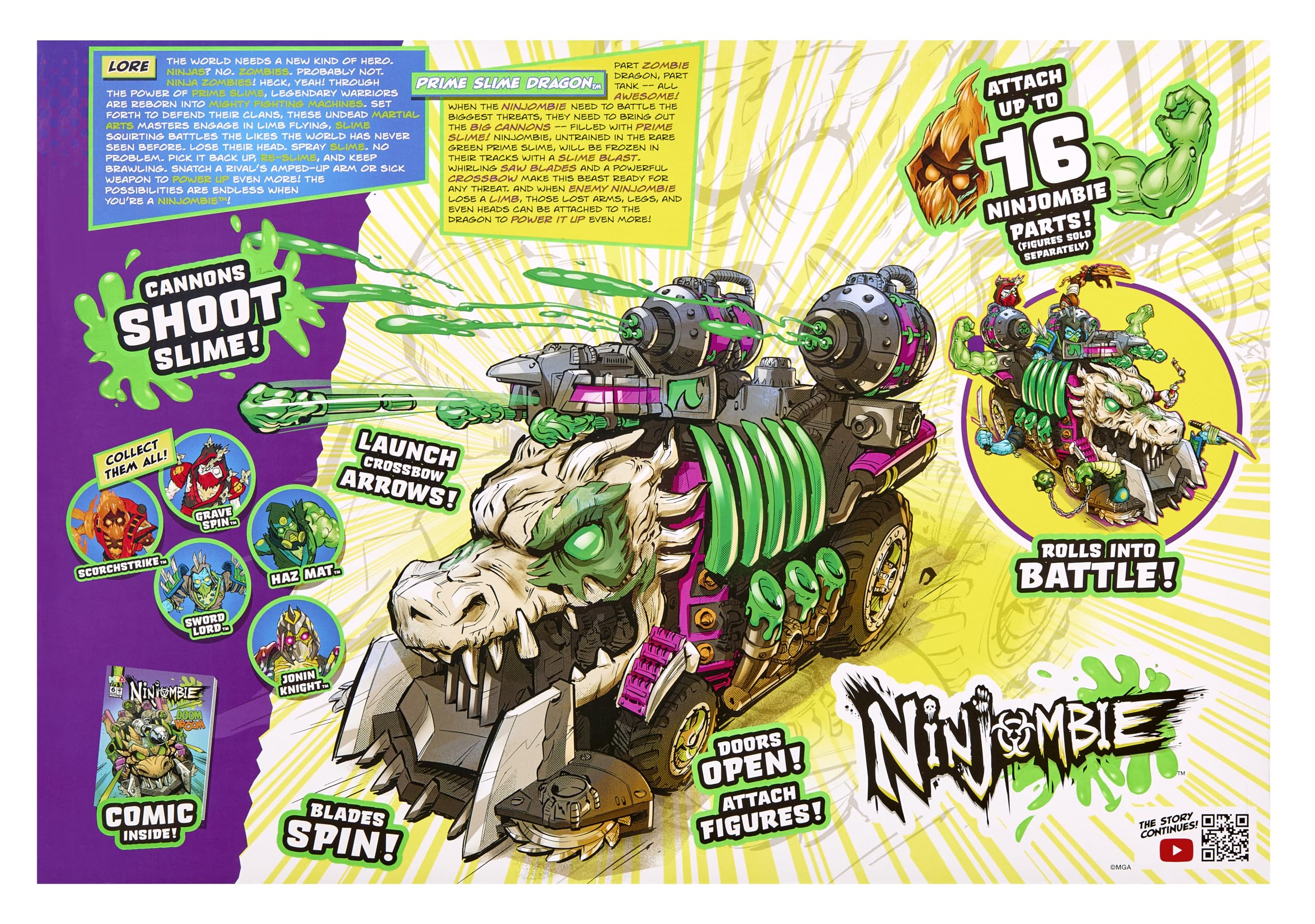 Ninjombie Prime Slime Dragon Vehicle, Boys Action Ninja Zombie Slime Action Figure Vehicle, Ages 6 + - Image 9
