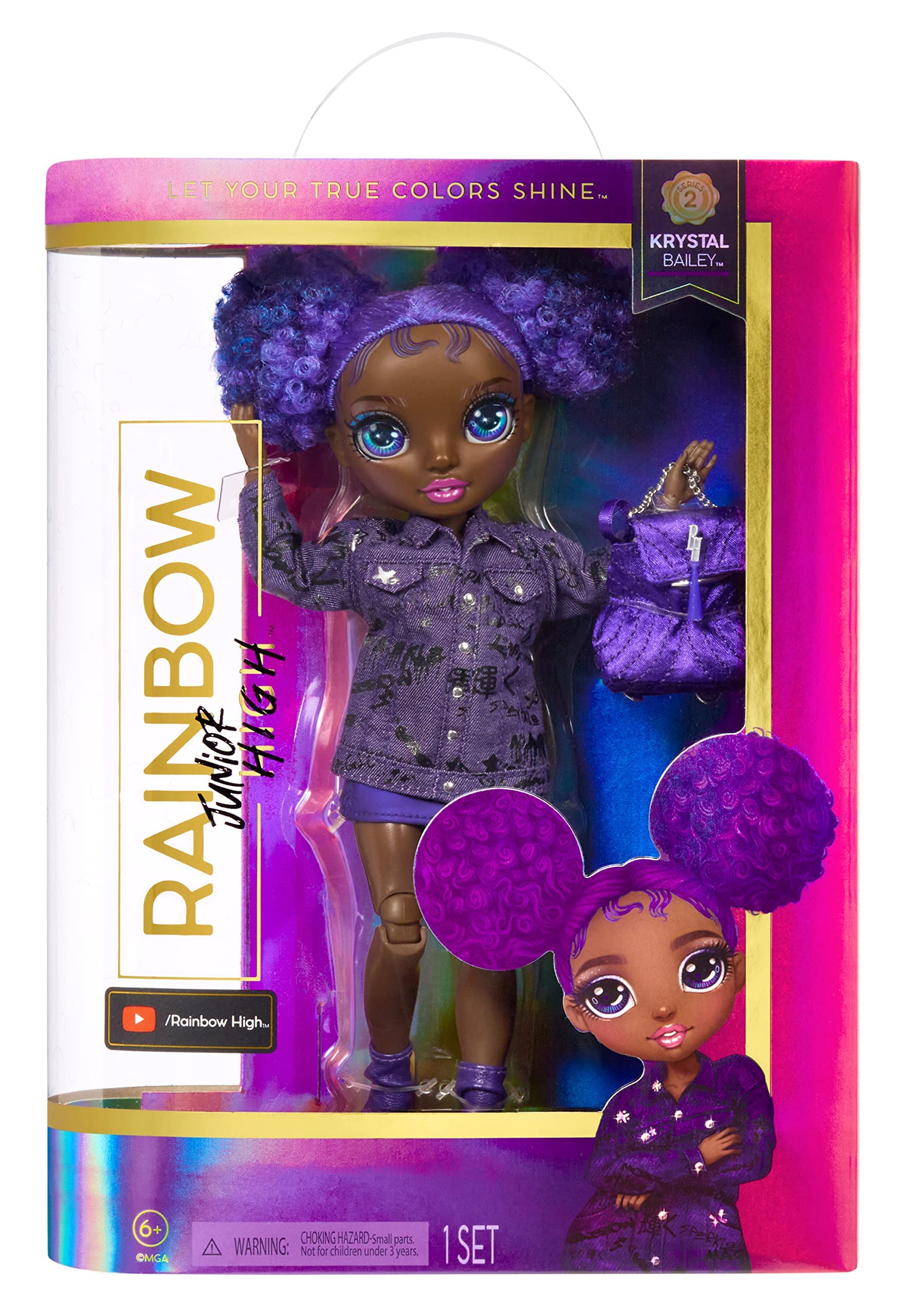 Rainbow High Jr High Series 2 Krystal Bailey- 9" Purple Posable Fashion Doll with Designer Accessories and Open/Close Backpack. Great Toy Gift for Kids Ages 6-12 Years Old & Collectors - Image 7