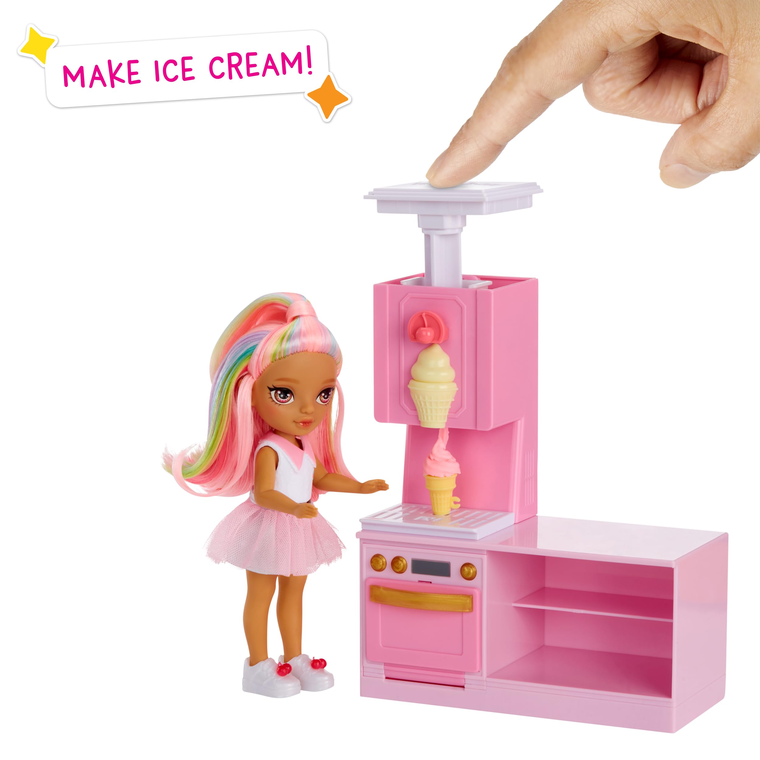 Rainbow High Littles Dessert Shop Playset + Small Doll (Pink 5.5”), Make Ice Cream and Sweets, Kids Gift 4+ - Image 4