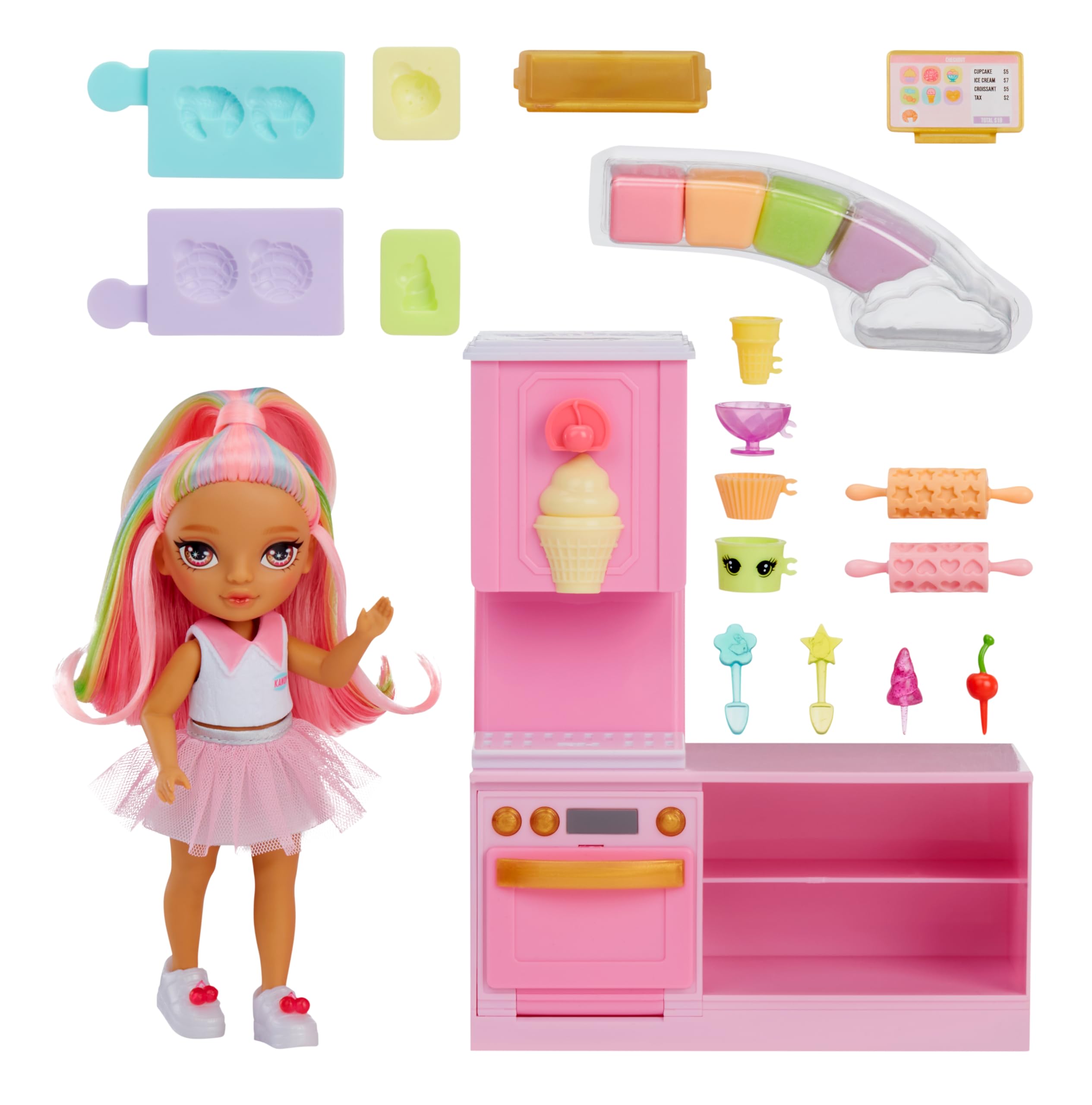 Rainbow High Littles Dessert Shop Playset + Small Doll (Pink 5.5”), Make Ice Cream and Sweets, Kids Gift 4+ - Image 5