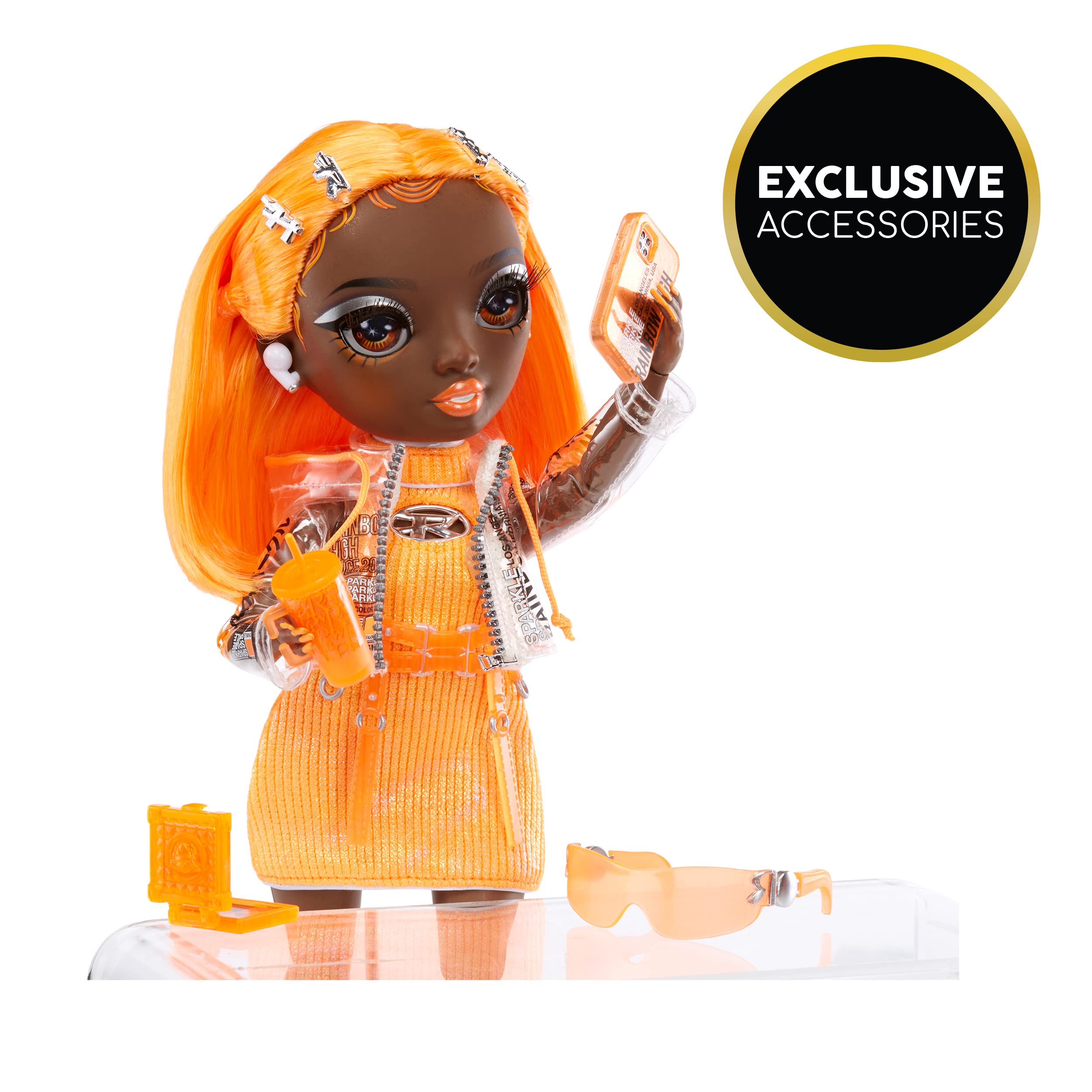 Rainbow High Michelle- Orange Fashion Doll. Fashionable Outfit & 10+ Colorful Play Accessories. Great Gift for Kids 4-12 Years Old and Collectors. - Image 4