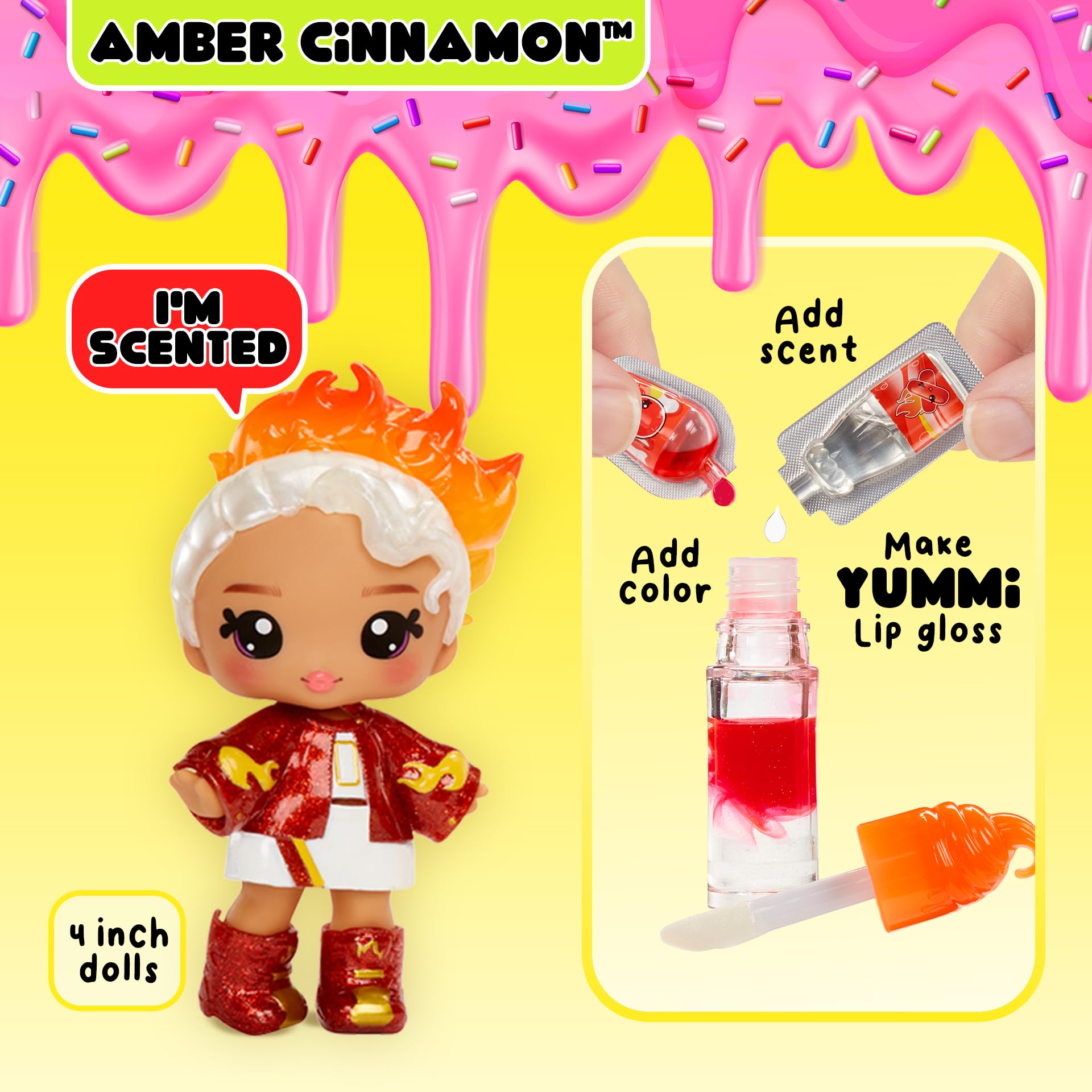 Yummiland Lip Gloss Doll - Amber Cinnamon, with DIY Lip Gloss Kit, Ages 4+ - Image 7
