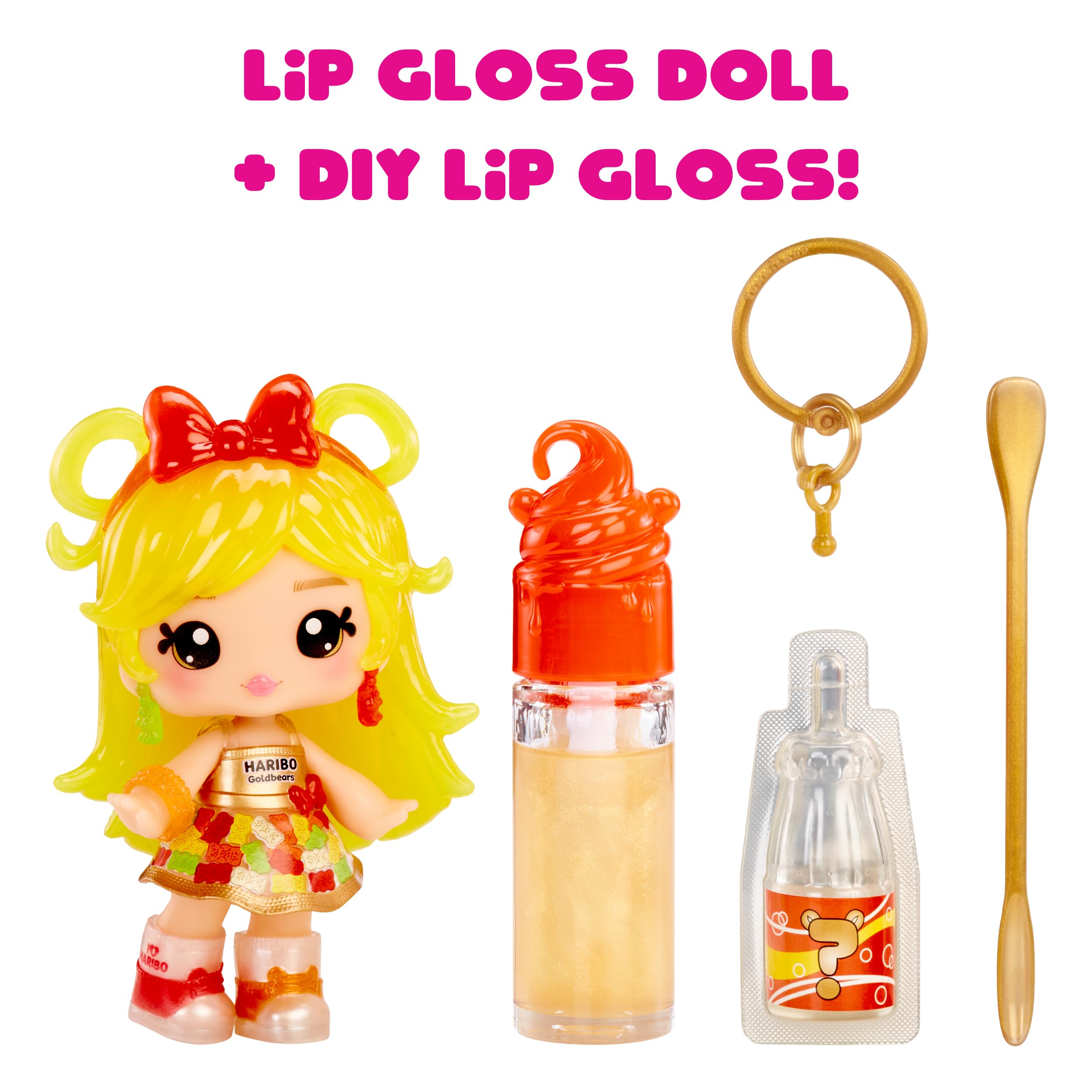 Yummiland x Licensed Sweets Lip Gloss Doll: Haribo Goldbears Includes DIY Lip Gloss + Removable Keychain, Cosmetic Play, Collectible, Ages 4+ - Image 3