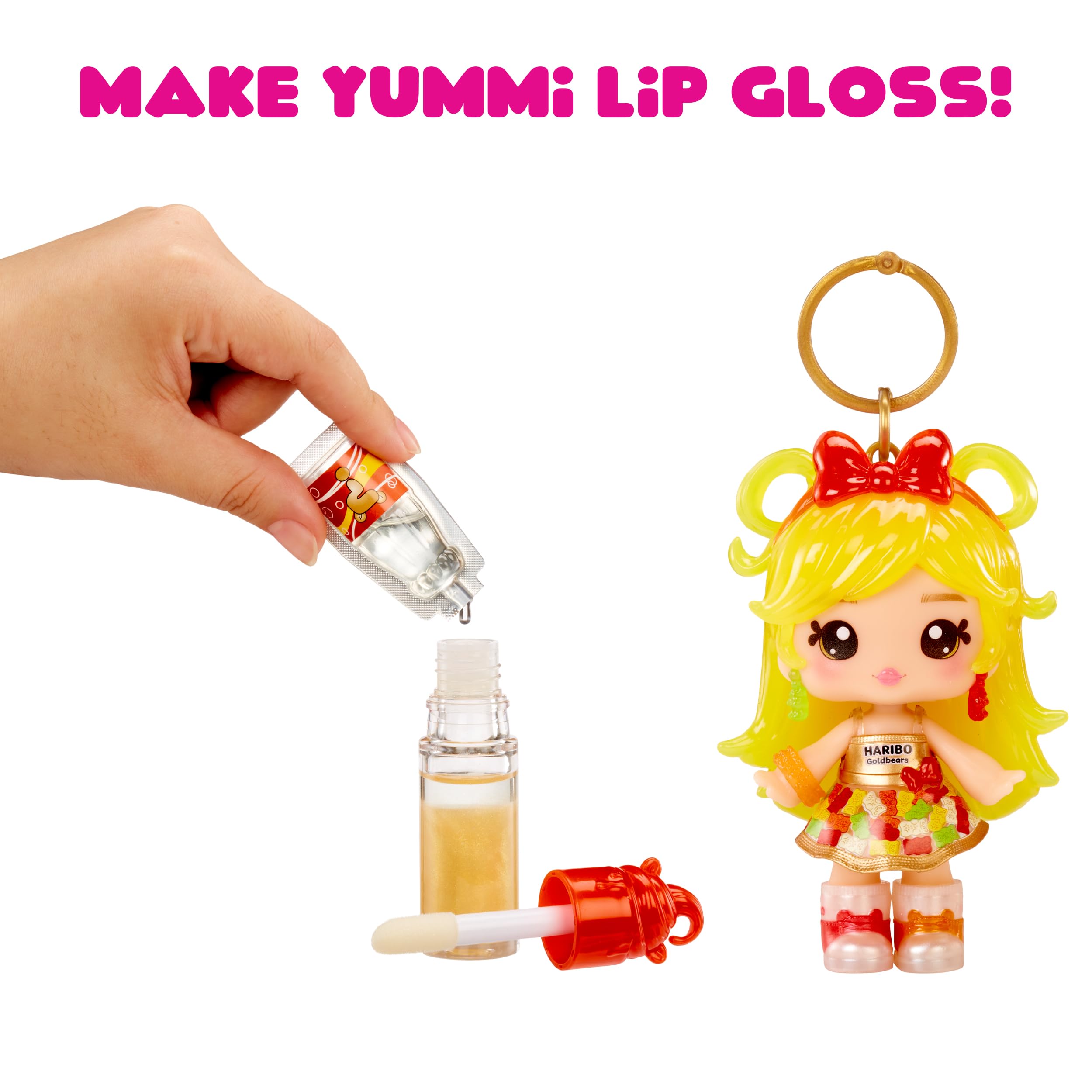 Yummiland x Licensed Sweets Lip Gloss Doll: Haribo Goldbears Includes DIY Lip Gloss + Removable Keychain, Cosmetic Play, Collectible, Ages 4+ - Image 5