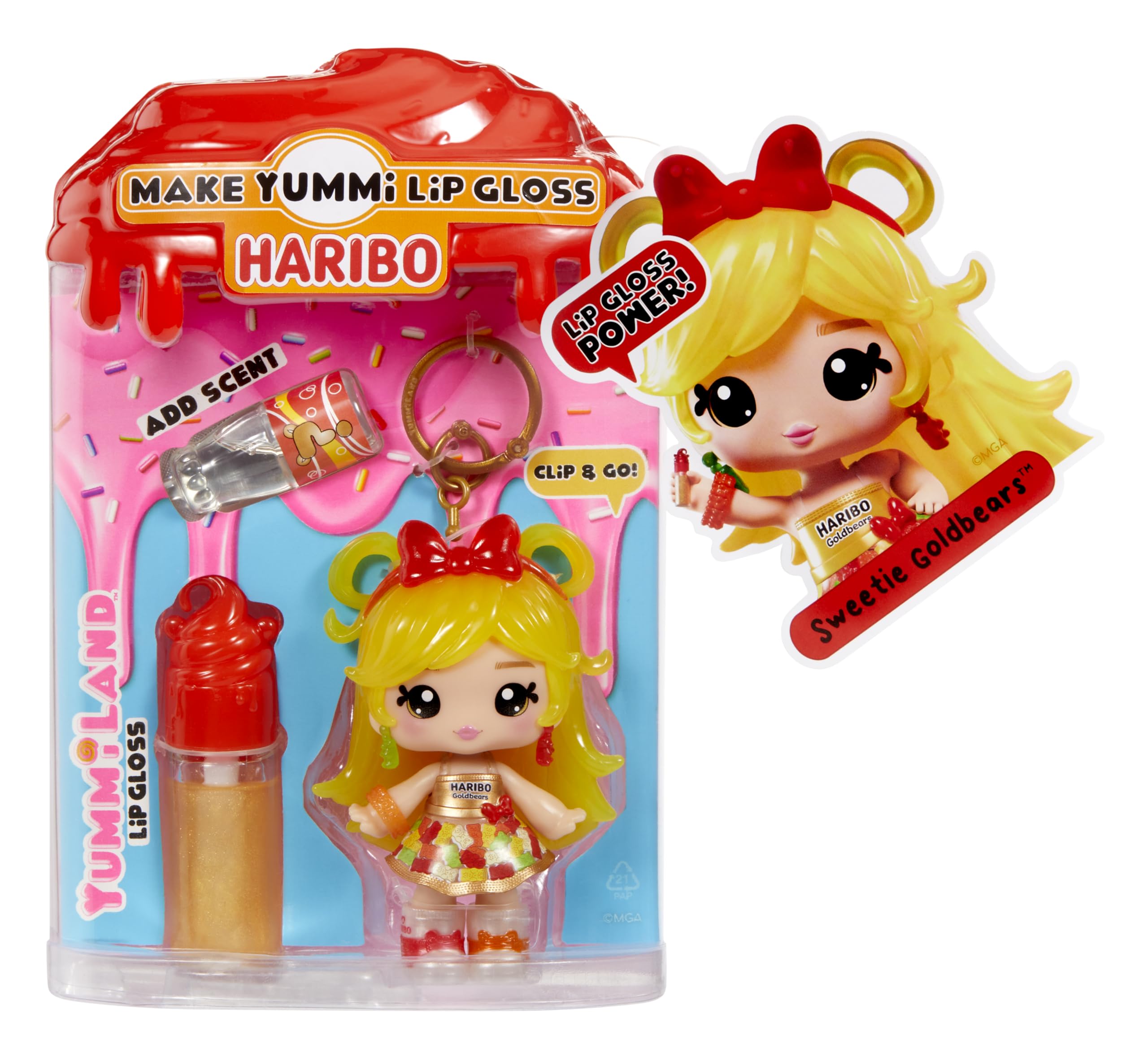 Yummiland x Licensed Sweets Lip Gloss Doll: Haribo Goldbears Includes DIY Lip Gloss + Removable Keychain, Cosmetic Play, Collectible, Ages 4+ - Image 7